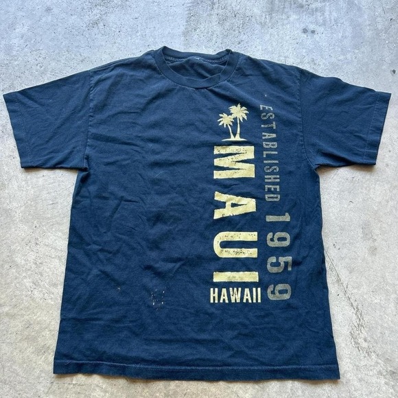 Vintage Maui Hawaii T-Shirt Large Cut Tag)Y2K Skate Beach Graphic Tee Retro 2000 - Picture 1 of 3